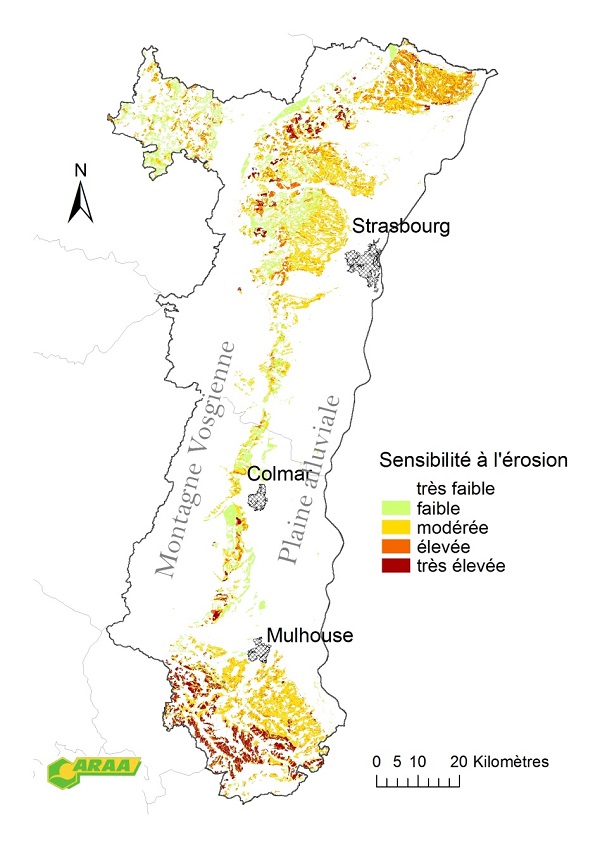 Sensibilité à l'érosion en Alsace